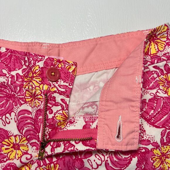 Lilly Pulitzer Chum Bucket Shorts SIZE 0 WAIST 29 Red Pink Floral RUNS LARGE - Picture 9 of 10